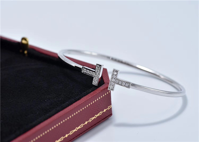 18K Gold White Gold Ankle Bracelets / Tiffany T Wire Bracelet With Diamonds
