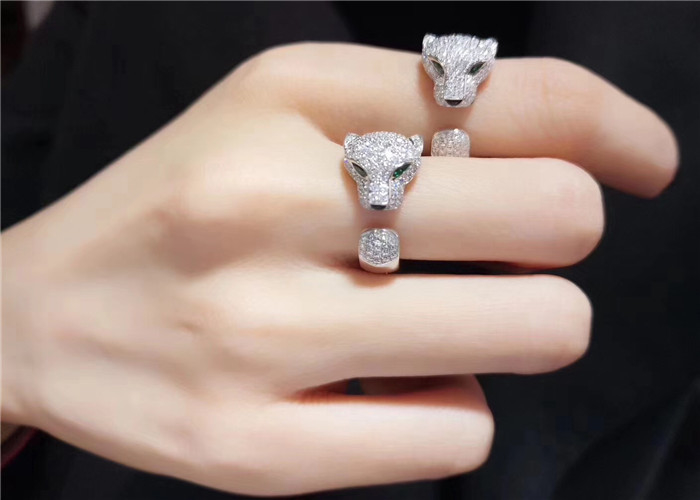 18k White Gold 137 Diamonds Panthere De Brand Ring Wish Jewelry China