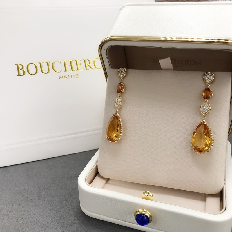 Boucheron Serpent Bohème Pendant Earrings 18K Yellow Gold  Serpent Boheme Earrings With Topaz Crystals And Diamonds