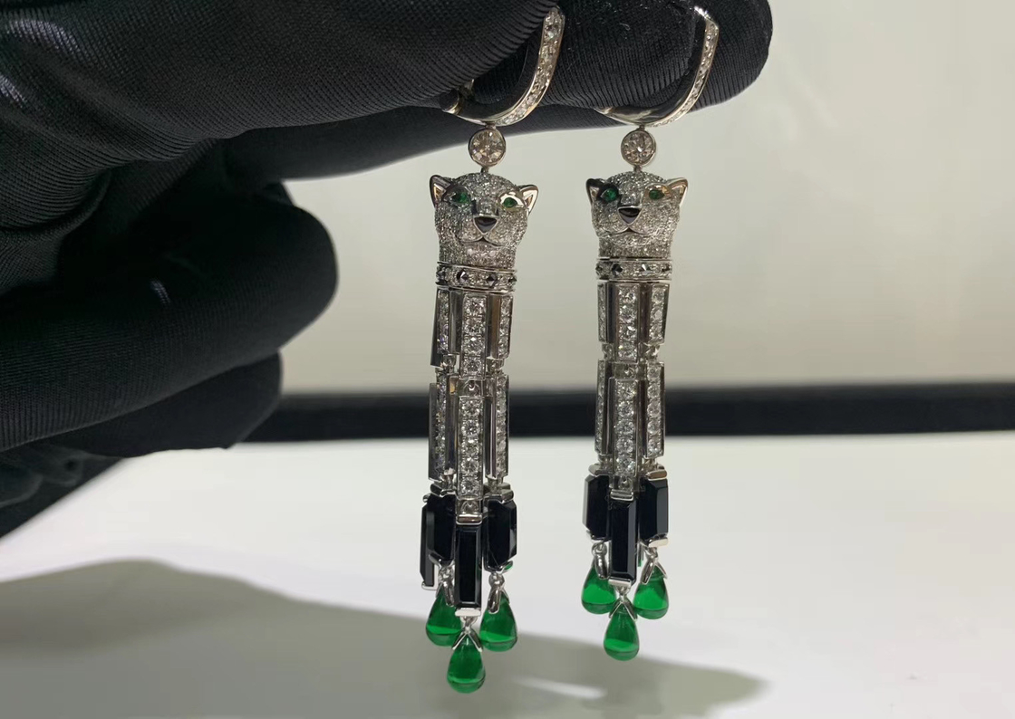 18K White Gold 5.95 Carats 444 Diamond De Brand Earrings