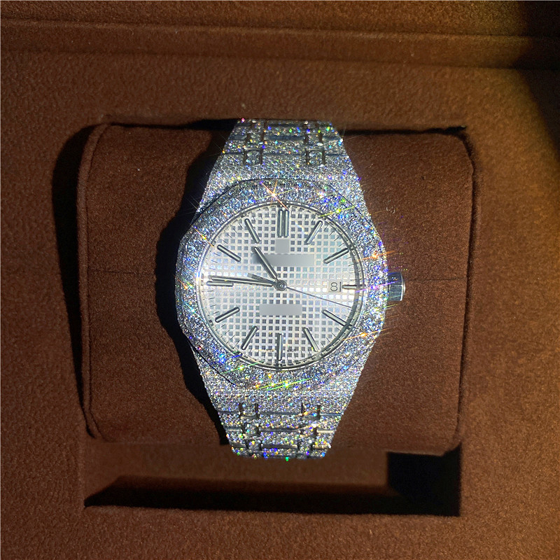 Bust Down Watch Full Iced Out Diamond Watch Moissanite Diamond Wrist Watch