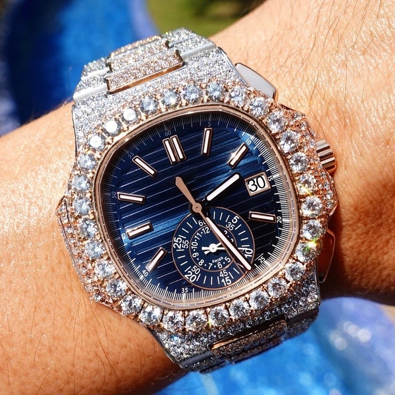 Luxury Hip Hop Iced Out Bling Bling Watches For Mens Moissanite Diamond