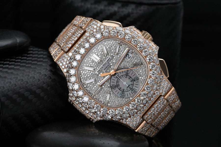 Mechanical Diamond Luxury Hip Hop Watches Nautilus Rose Gold Iced Out Watch