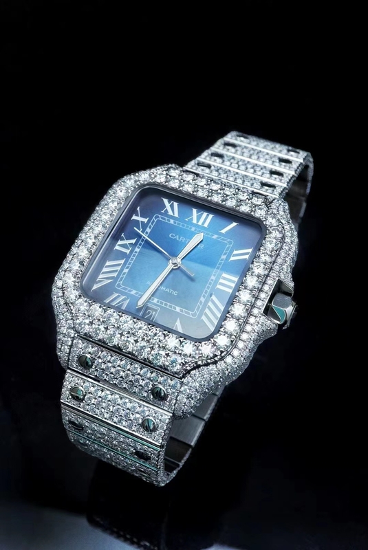OEM Blue Dial Iced Out Moissanite Watch Brand Bussdown Watch