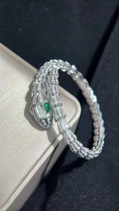Custom Made  18k White Gold Bracelet Pave Diamond Serpenti Bracelet