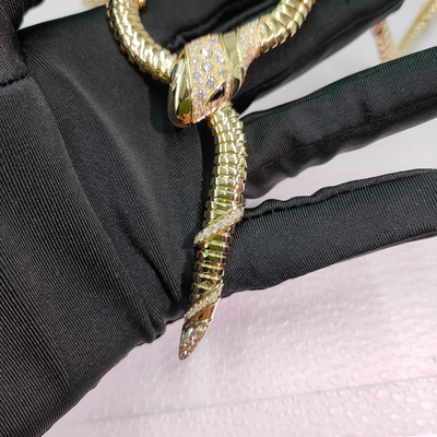 Serpenti 18 Kt Yellow Gold Necklace Set With Demi Pavé Diamonds And Black Onyx Eyes