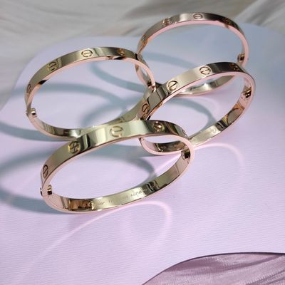 18K Gold Classic Model LOVE Bracelet Medium Size 6.1mm Width Original Fastening System with Two Screws and Screwdriver